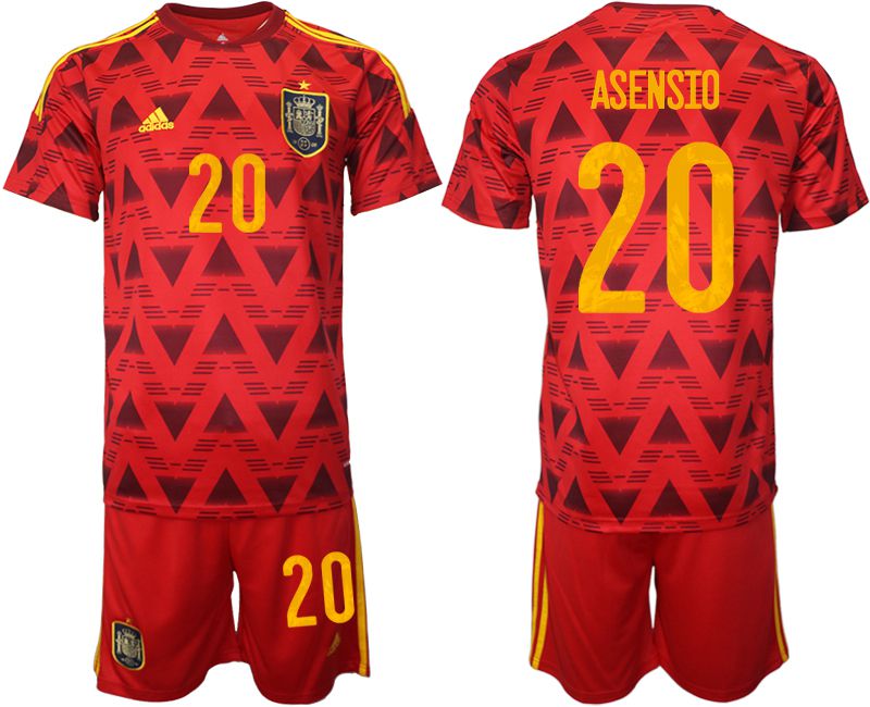 Men 2022 World Cup National Team Spain home red 20 Soccer Jersey